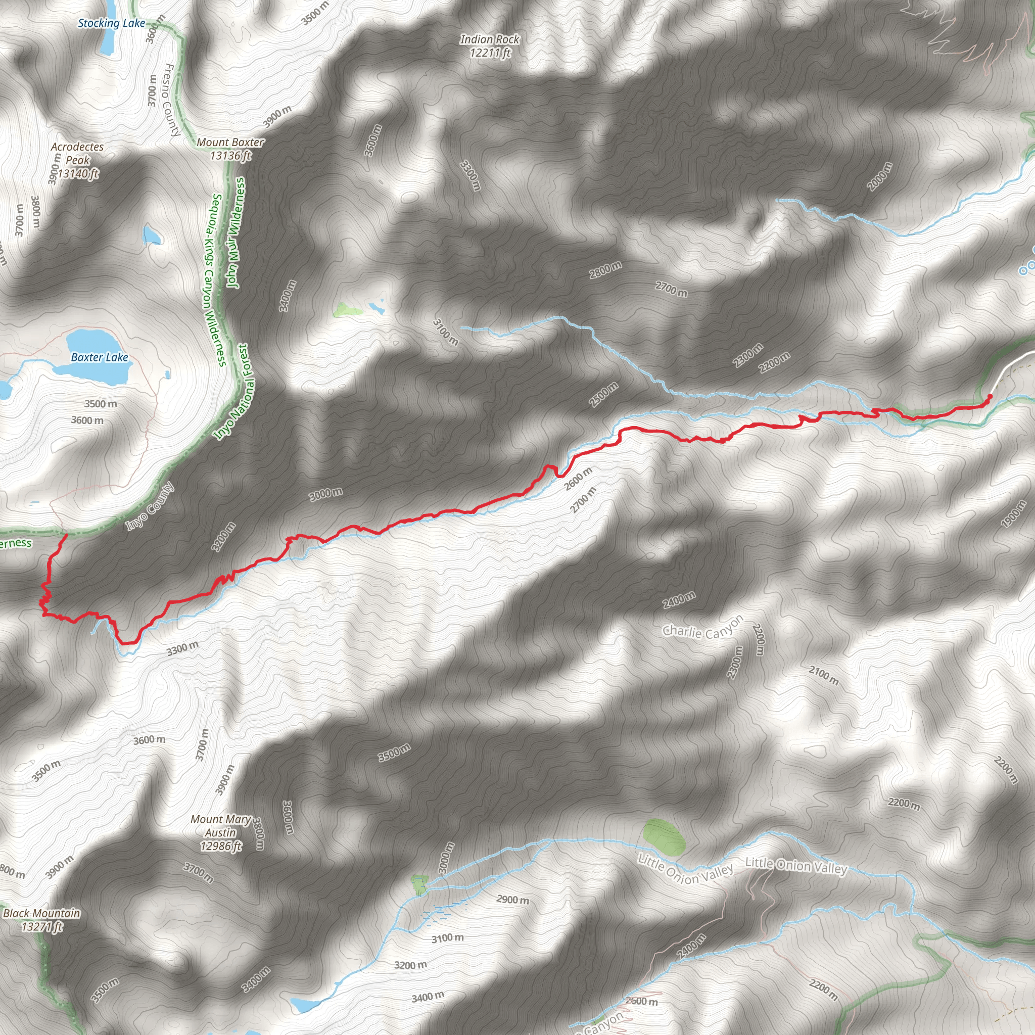 Baxter Pass Trail mobile static map