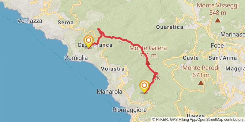 Cinque Terre Coastal Trail alt 3 Map