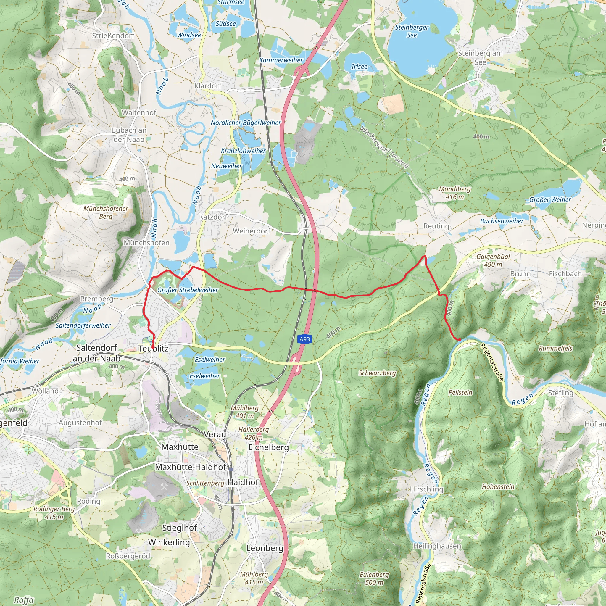 Grosser Strebelweiher via Marienthal - Teublitz mobile static map