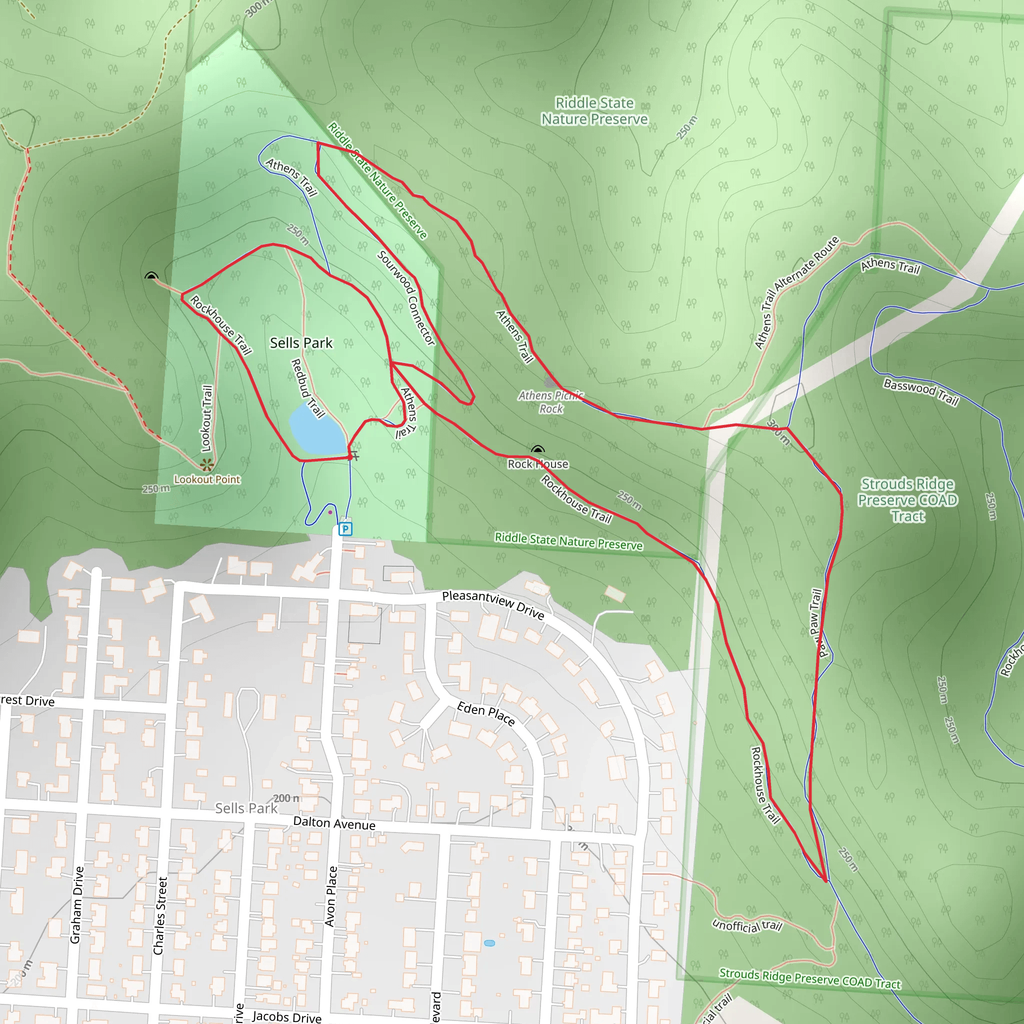 Athens Trail and Rockhouse Loop Trail mobile static map