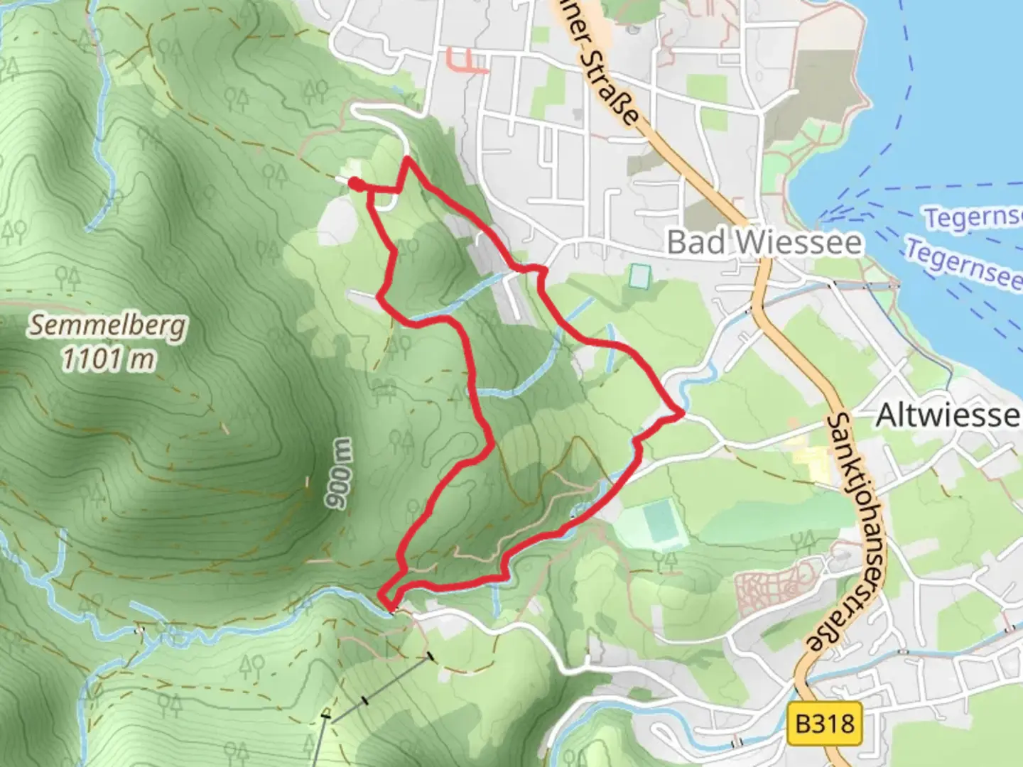 An image depicting the trail Prinzenruh Loop via Freihausauffahrt and its surrounding area.