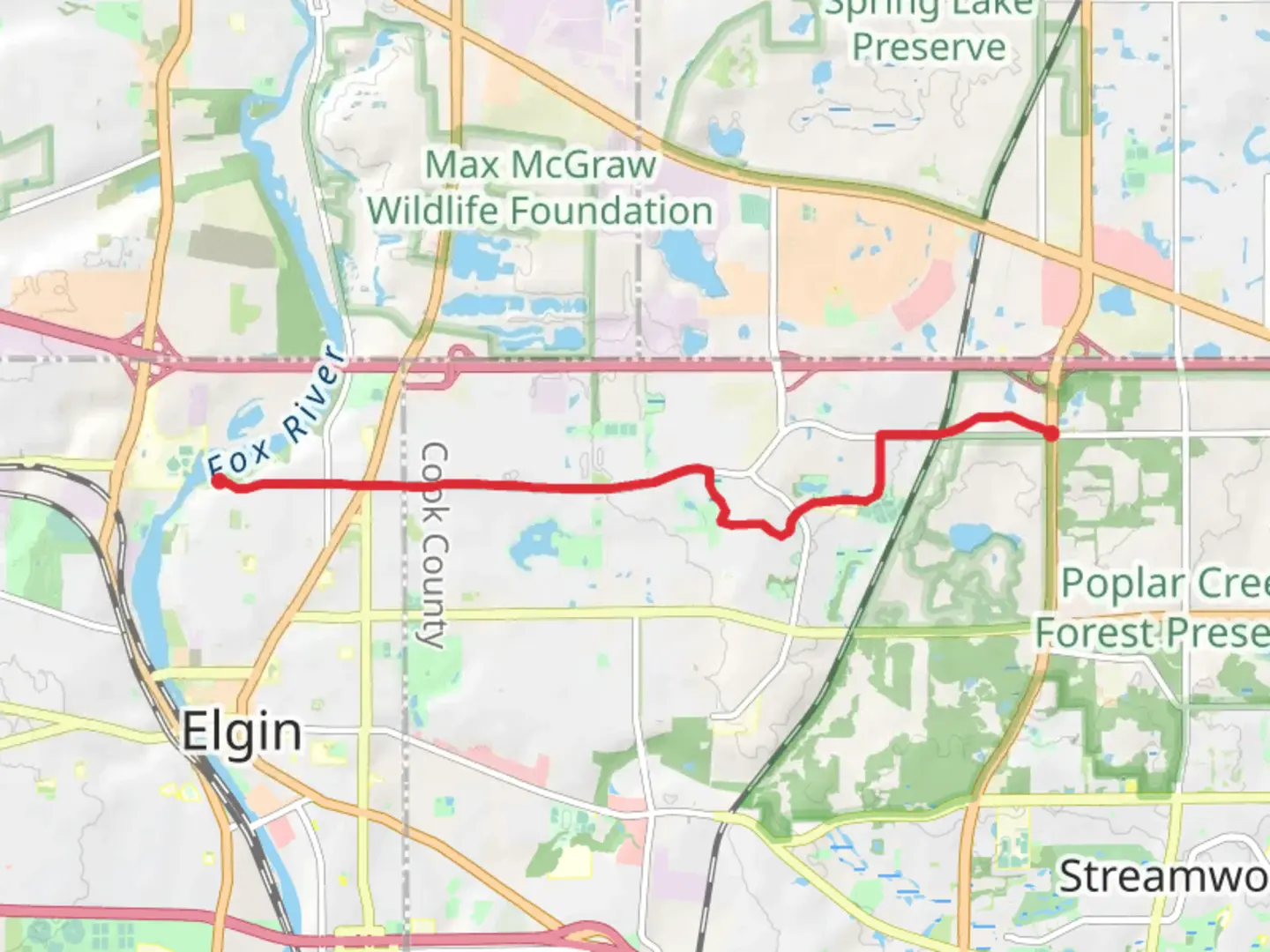 An image depicting the trail Cannon Crossings Park and Black Bear Park North and its surrounding area.