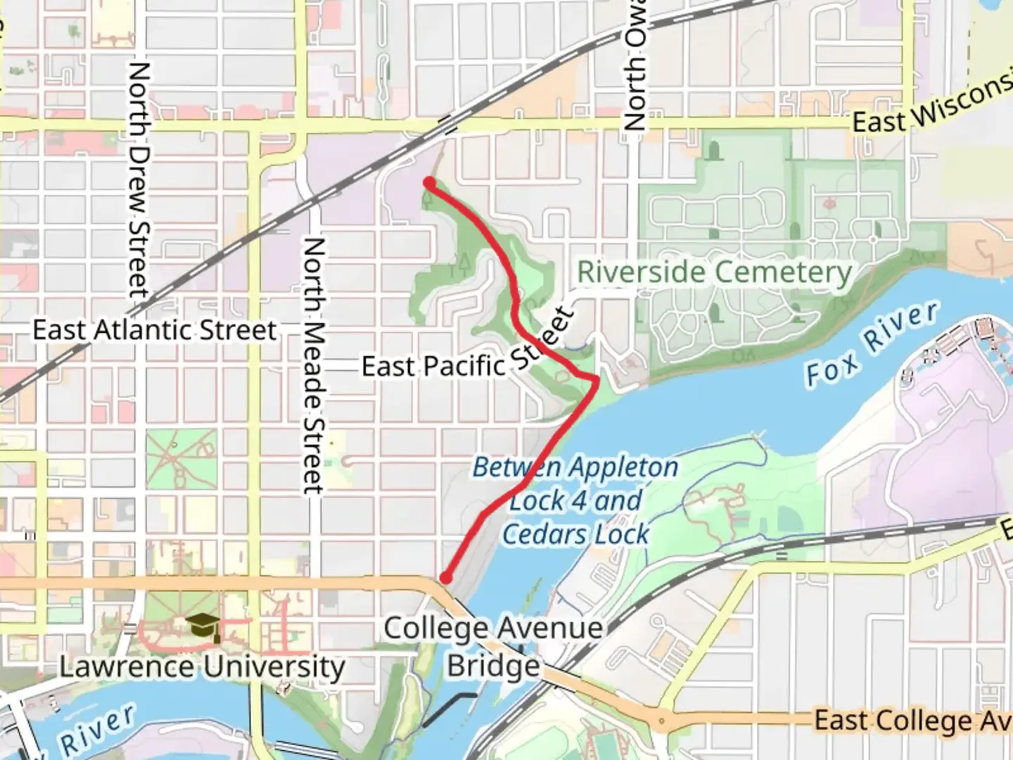 An image depicting the trail Peabody Park Walk and its surrounding area.