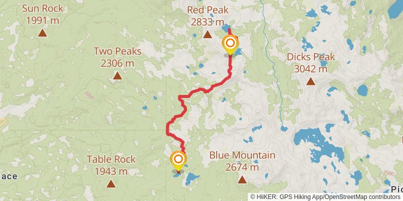 Red Peak Stock Trail and Lake Schmidell via Barret Lake Trail stage 2 Map