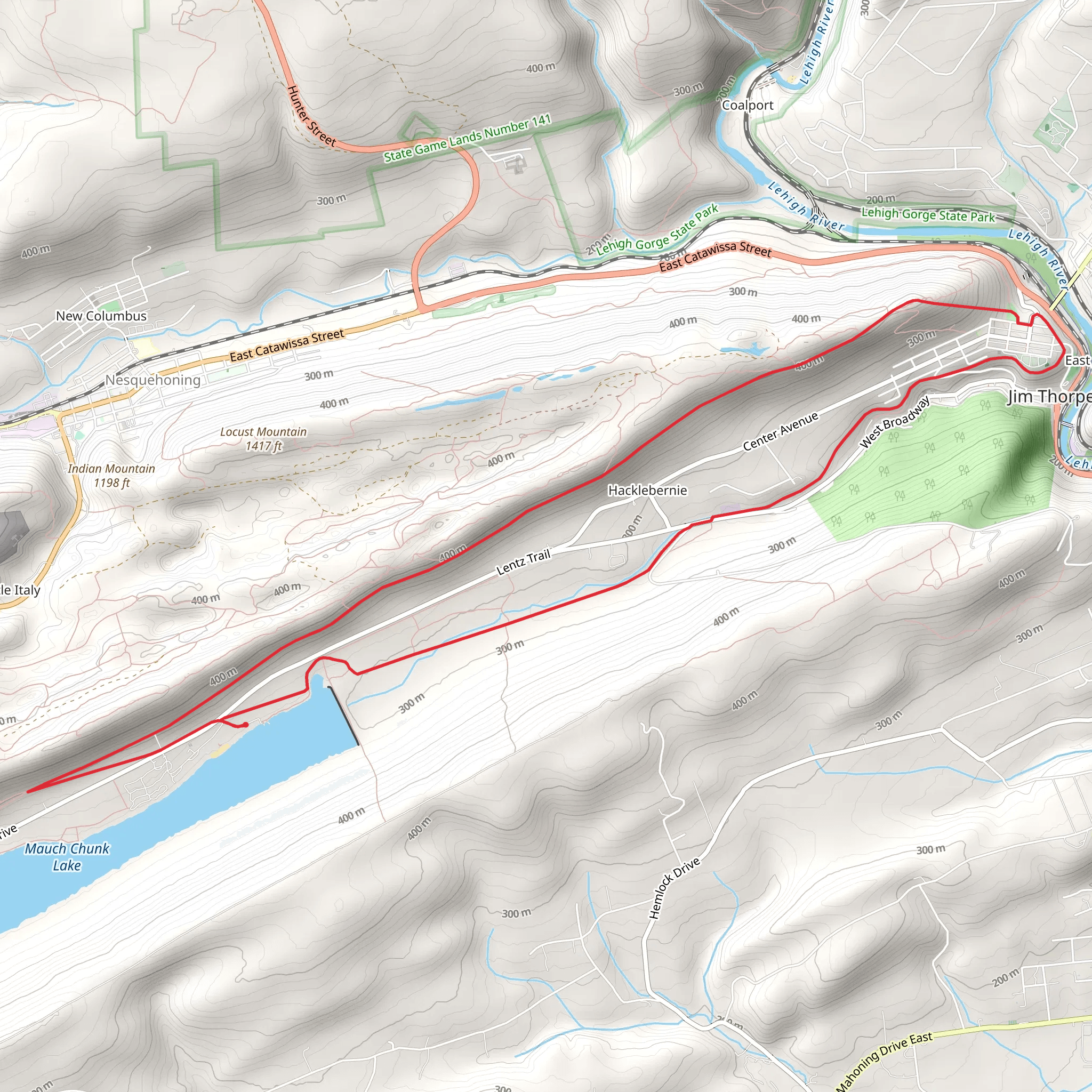 Mauch Chunk Lake and Creek Loop mobile static map