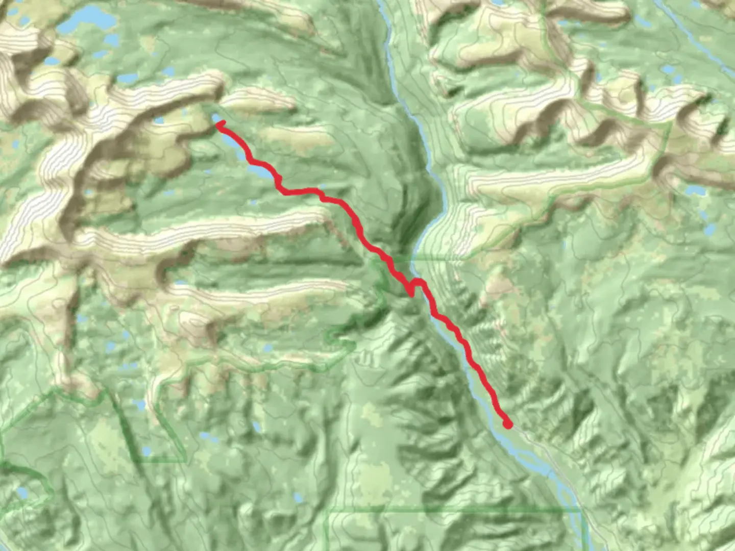 An image depicting the trail Chain Lakes via Uinta River Trail and its surrounding area.