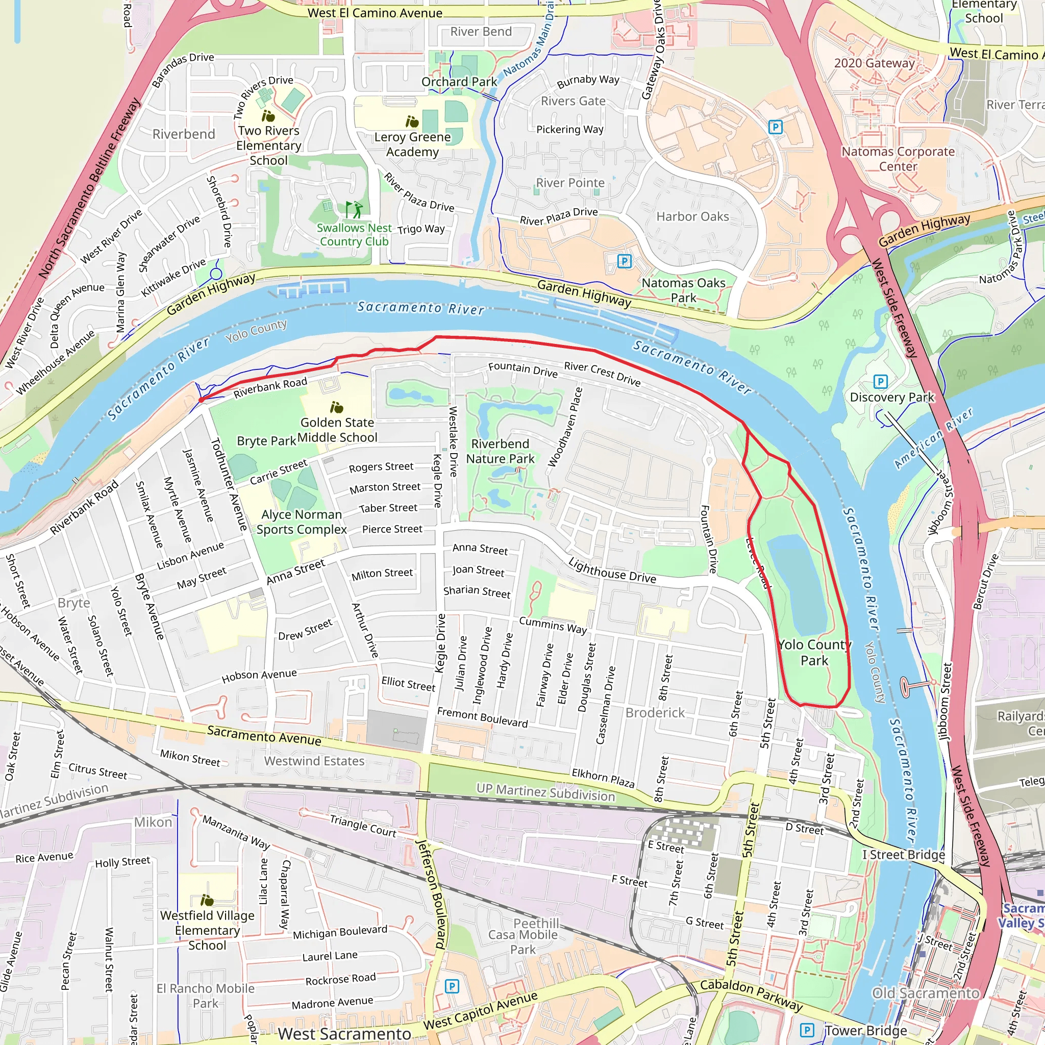 Sacramento River and Yolo County Park Loop mobile static map