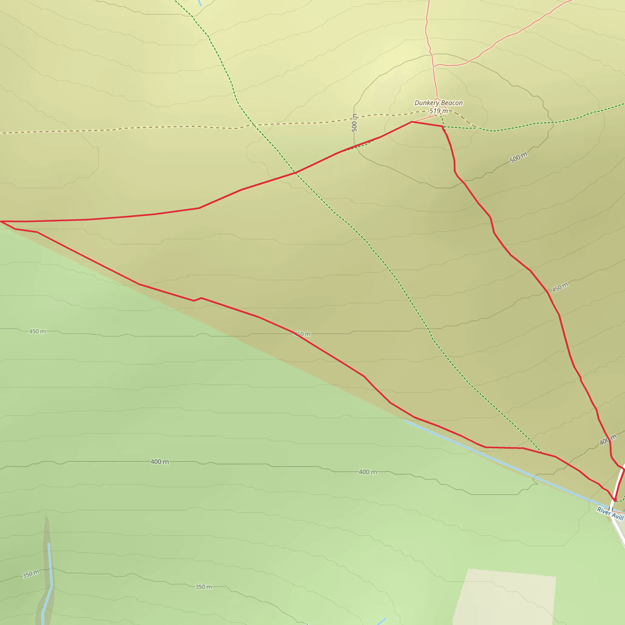 Dunkery Beacon from Dunkery Gate mobile static map