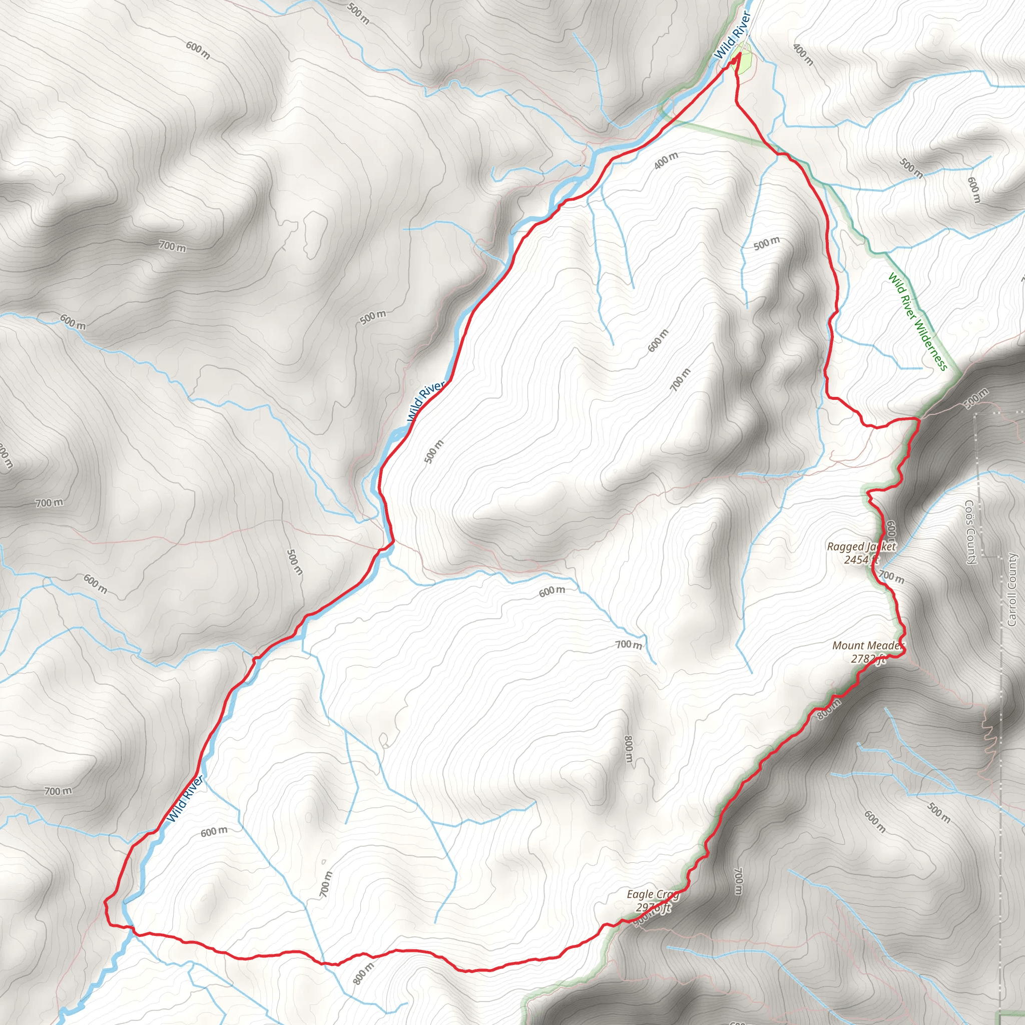Eagle Crag and Mount Meader via Eagle Link and Basin Trail mobile static map