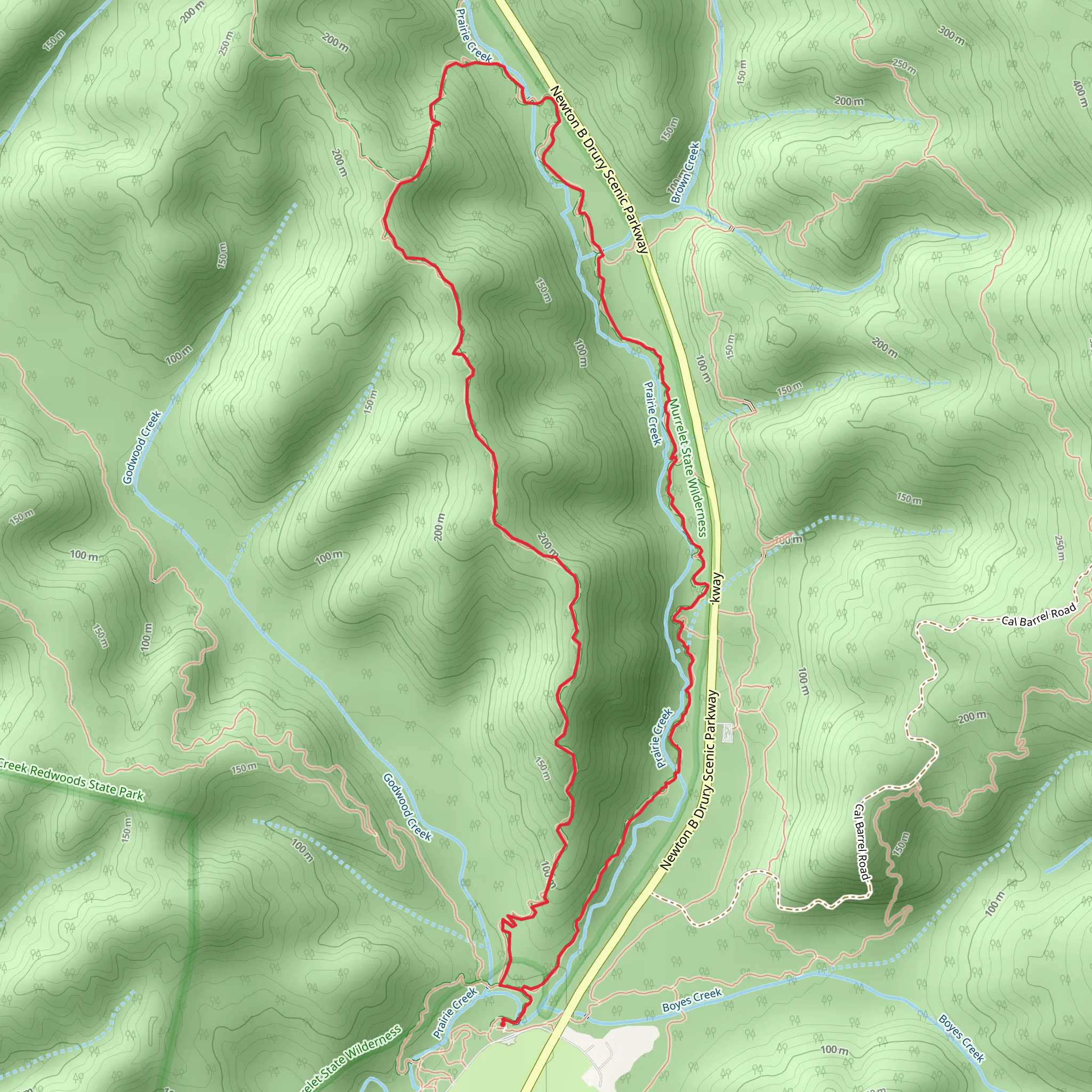 West Ridge and Prairie Creek Loop Trail mobile static map