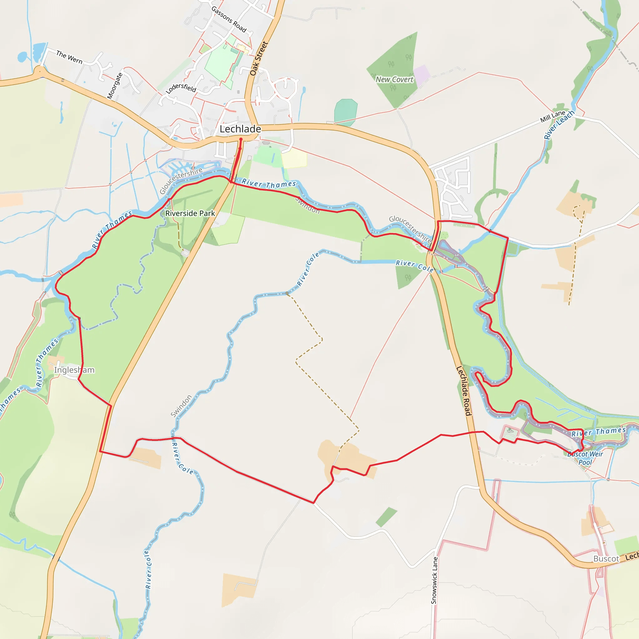 Lechlade River Circular Walk mobile static map