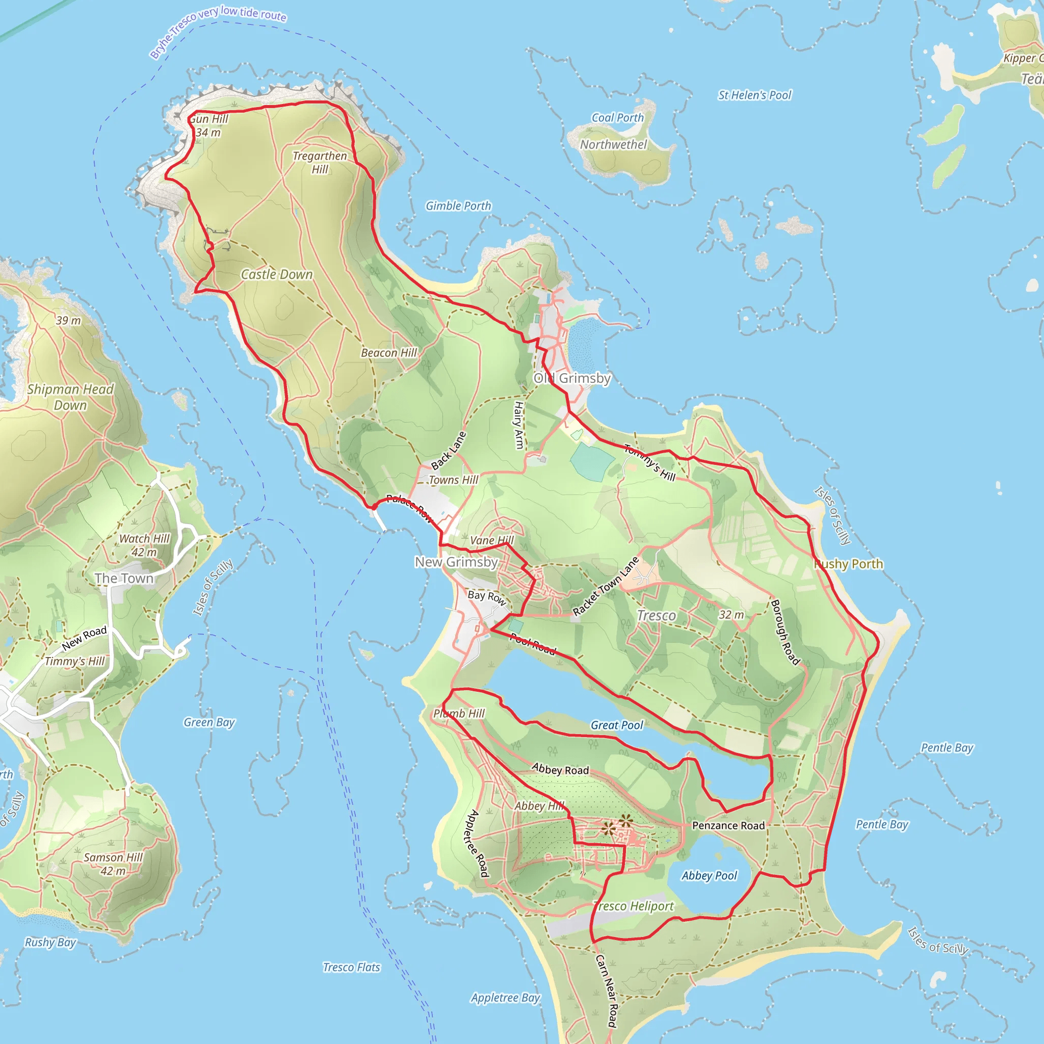 Plumb Hill, Pentle Bay, Gun Hill and King Charles's Castle Loop mobile static map