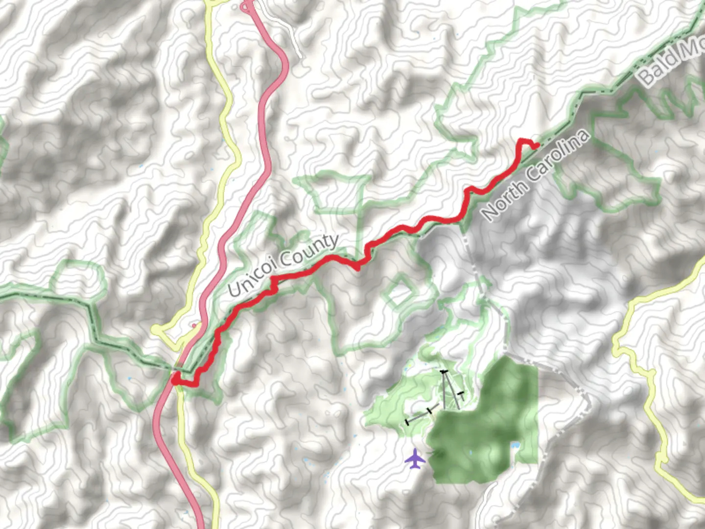 An image depicting the trail Big Bald via Appalachian Trail and its surrounding area.