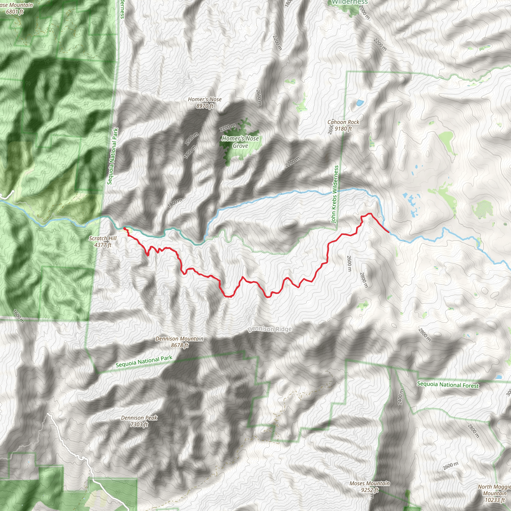 South Fork Kaweah Trail mobile static map