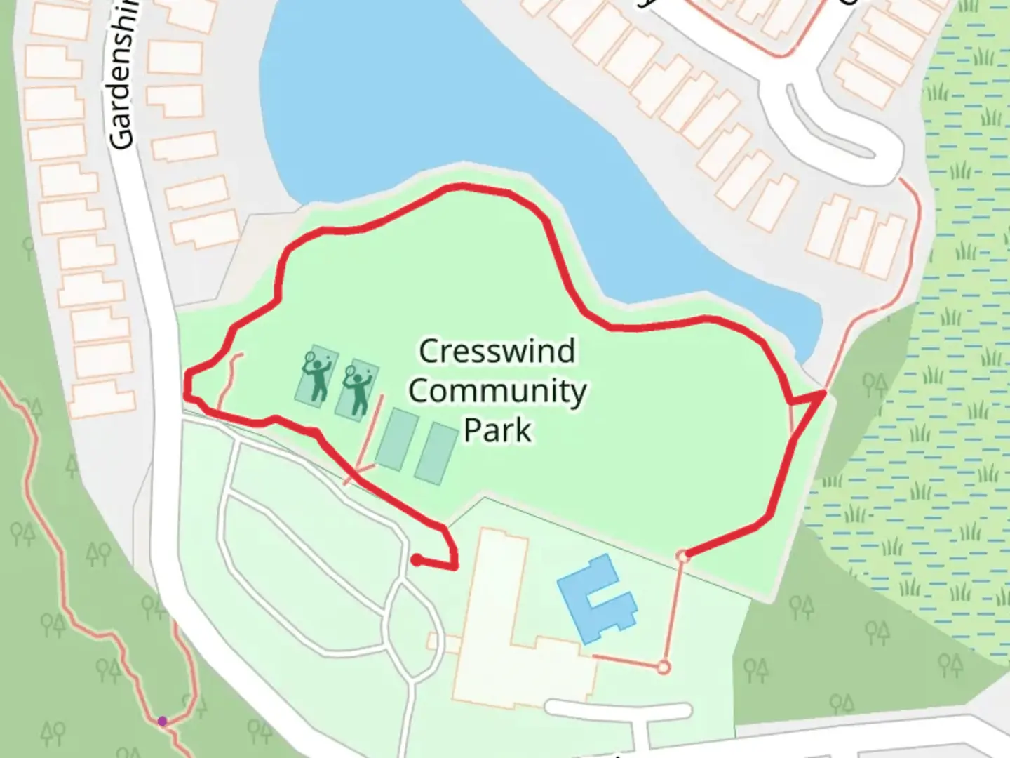 An image depicting the trail Cresswind Community Park and its surrounding area.
