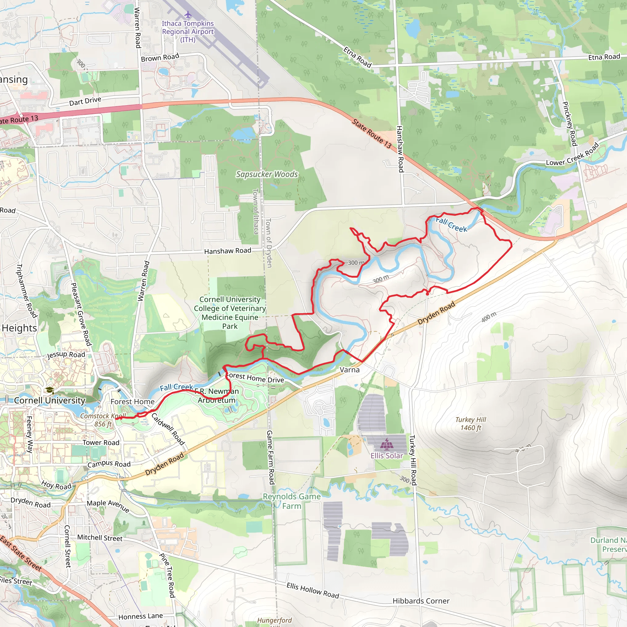 Comstock Knoll and Fall Creek Loop mobile static map