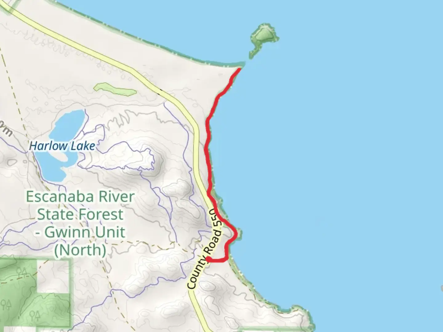 An image depicting the trail Shoreline Trail - Wetmore Landing and its surrounding area.