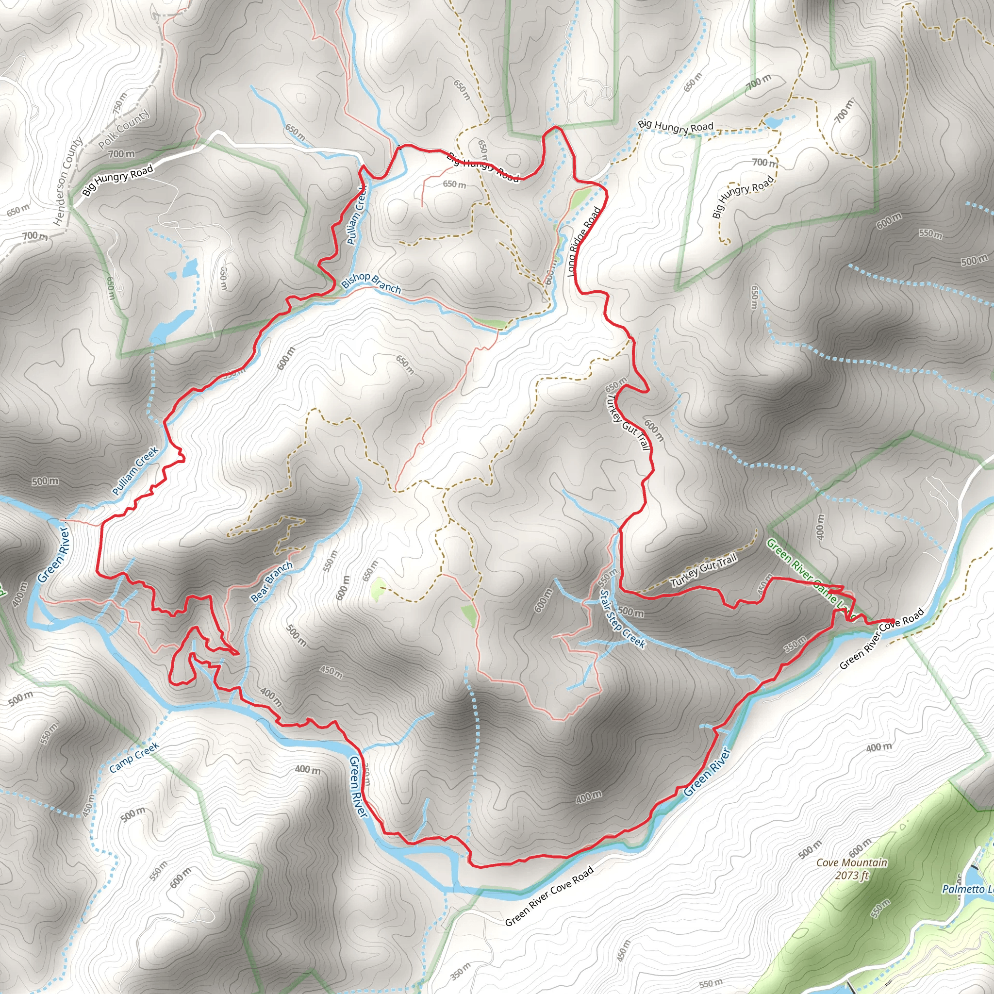 Bluff, Pulliam Creek and Green River Cove Loop Trail mobile static map