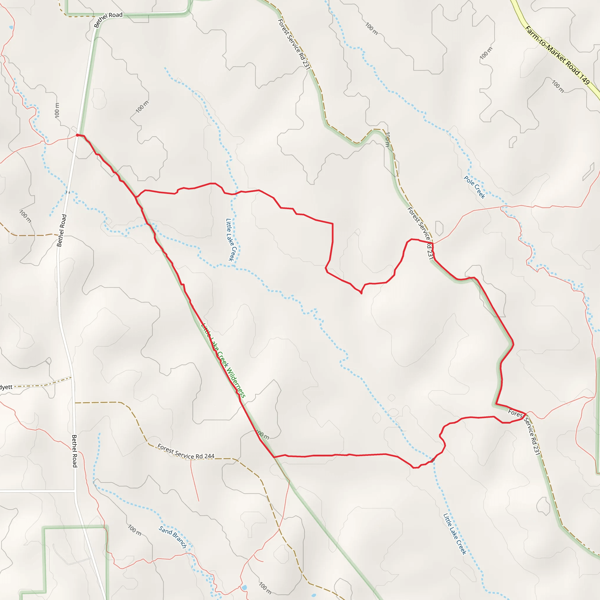 North Wilderness Trail and Lone Star Hiking Trail mobile static map