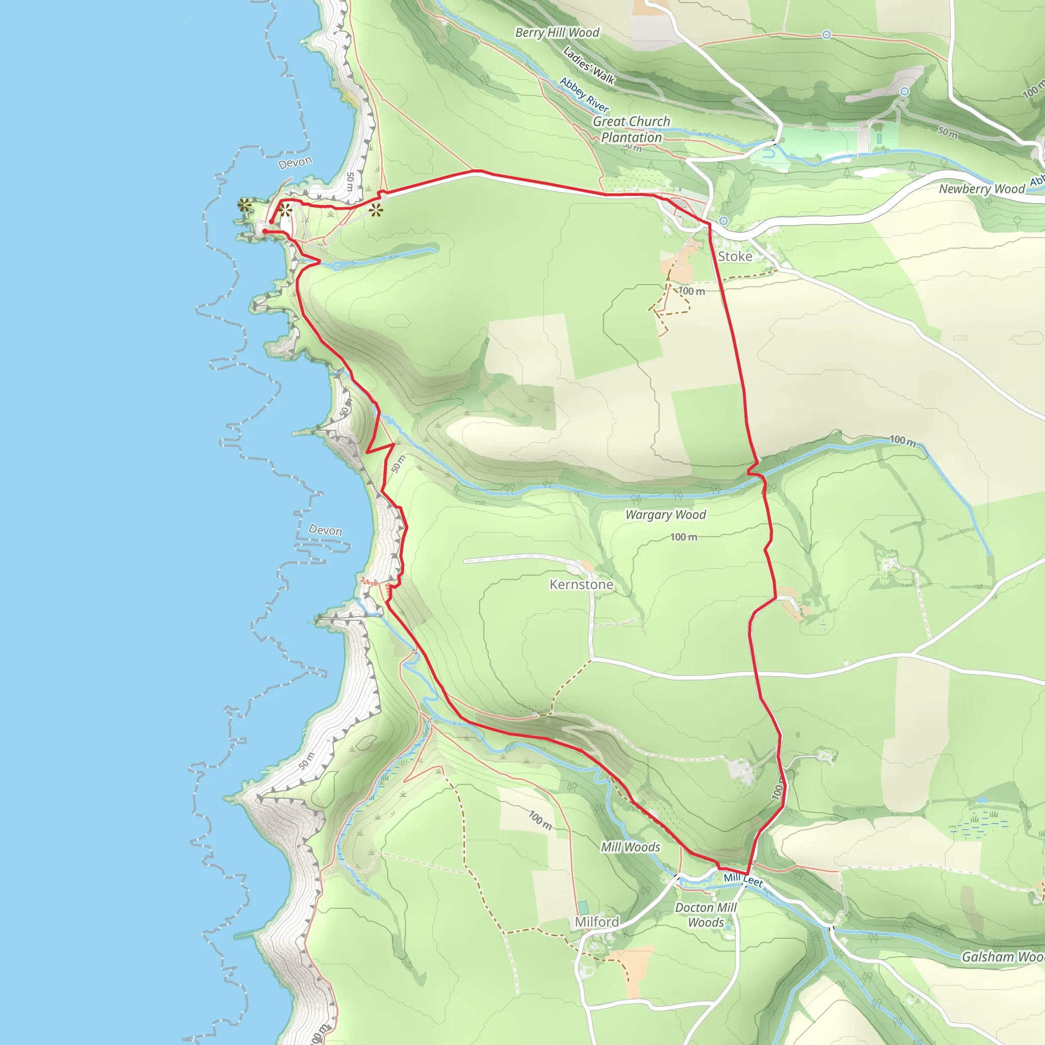Hartland Quay Circular Walk mobile static map