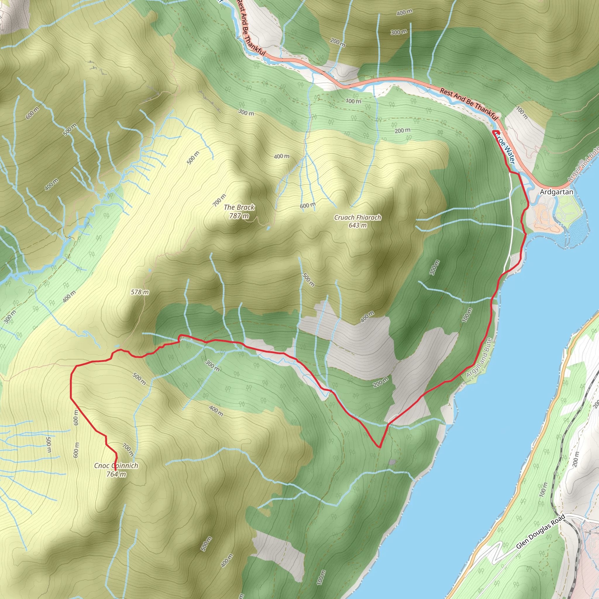 Cnoc Coinnich via Loch Lomond and Cowal Way mobile static map
