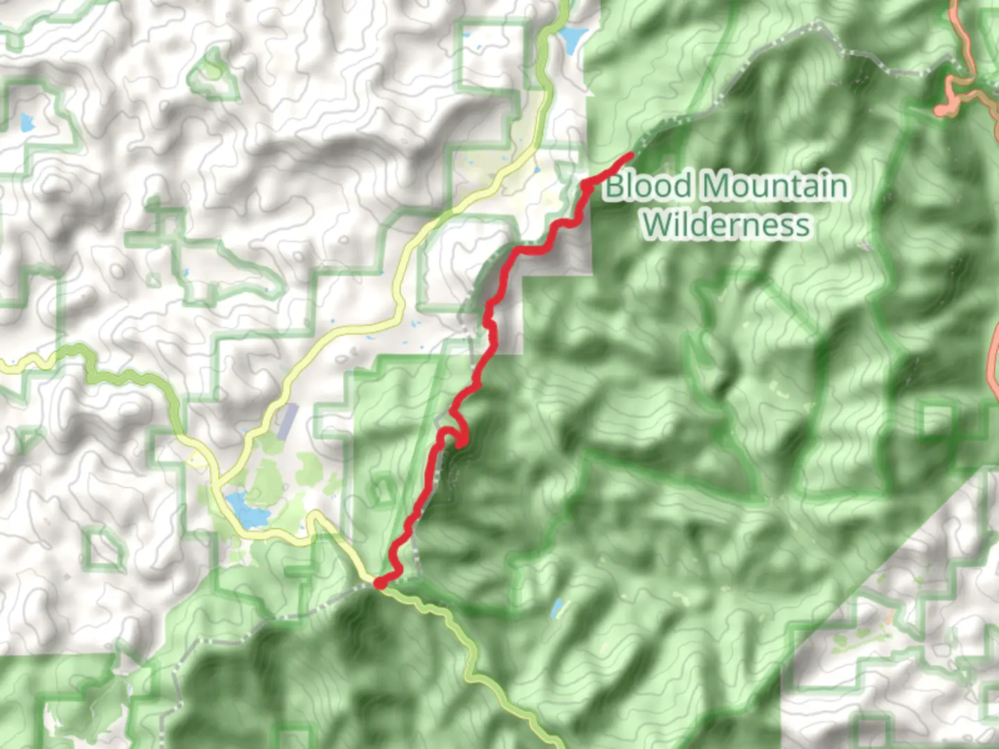An image depicting the trail Jarrard Gap Campsite via Appalachian Trail and its surrounding area.