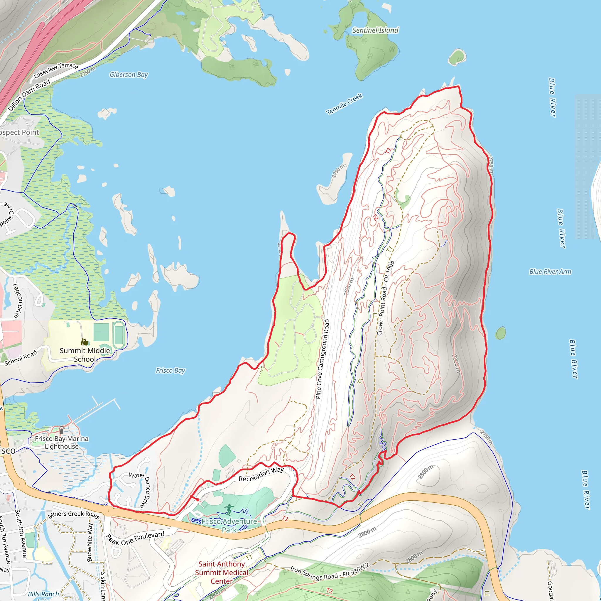 Dillon Reservoir Lakeshore Perimeter Trail mobile static map