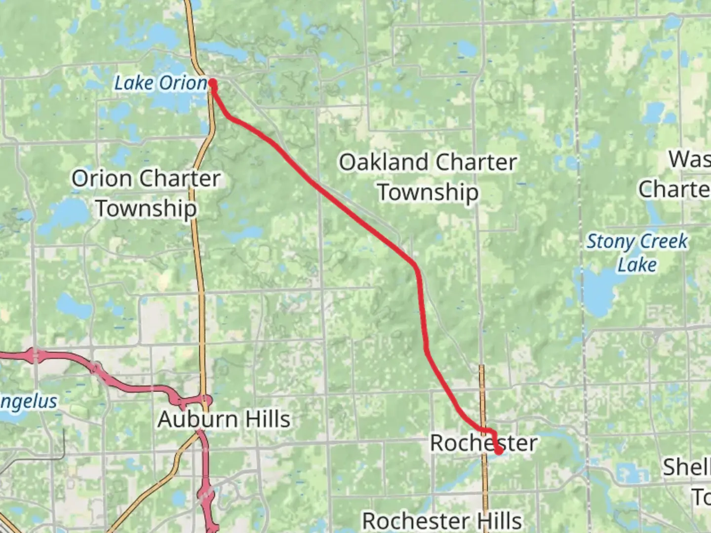 An image depicting the trail Paint Creek Trail and Rochester River Walk and its surrounding area.