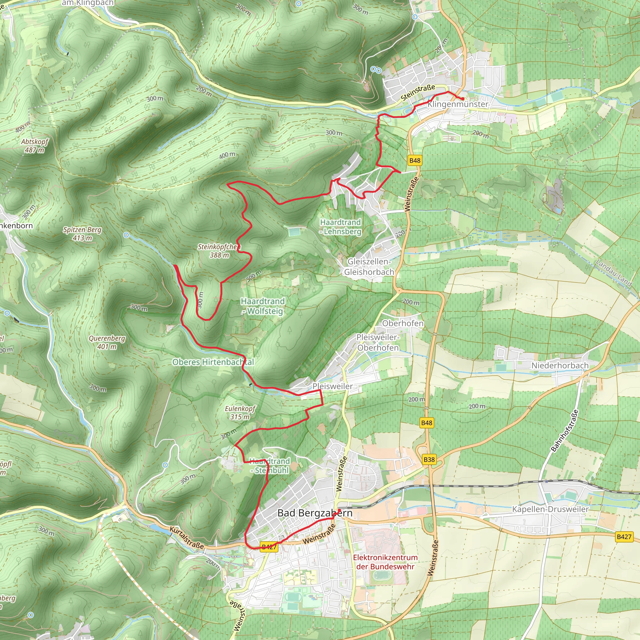 Klingenmünster to Bad Bergzabern via Pfelzer Weinsteig mobile static map