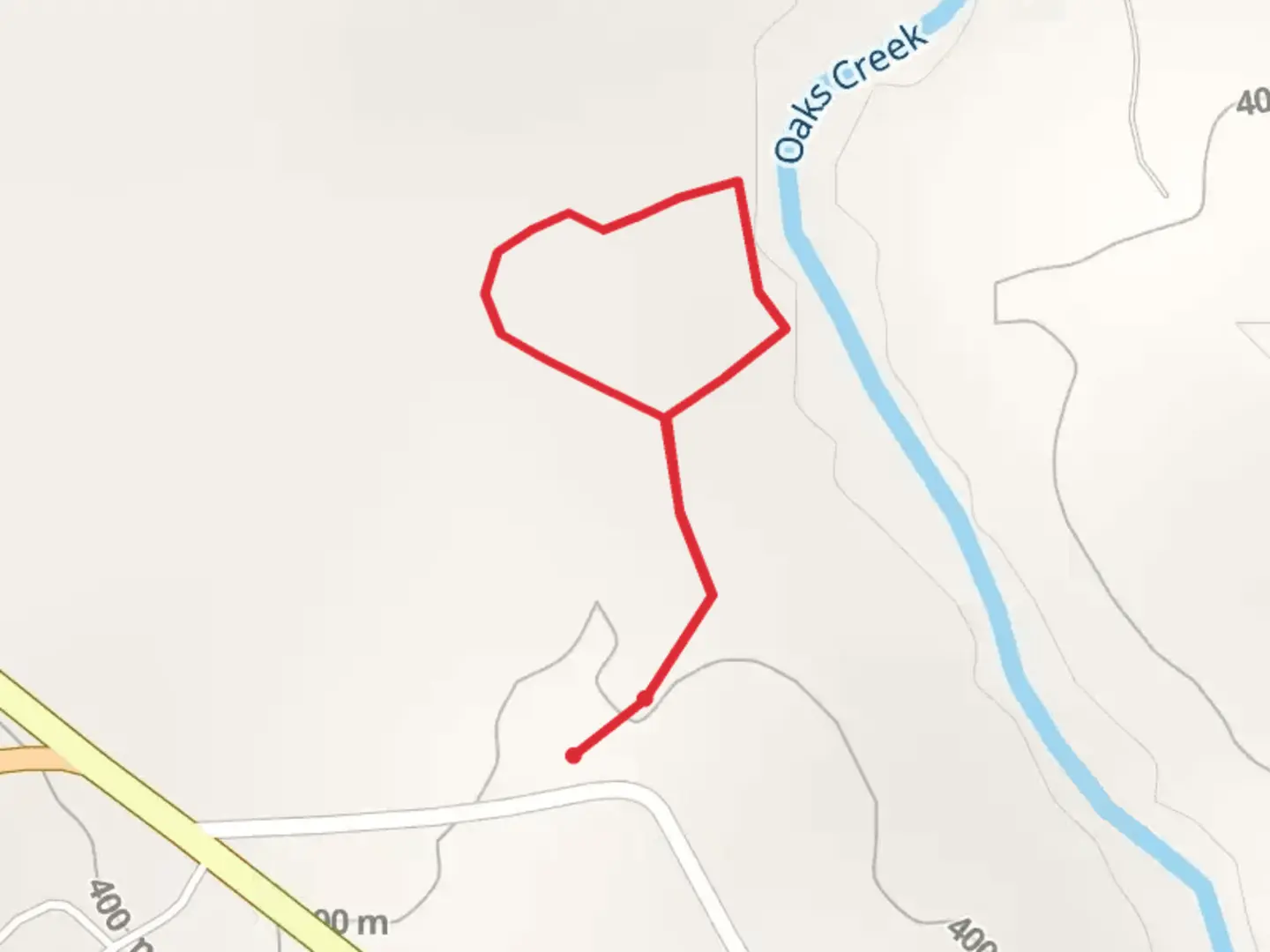 An image depicting the trail Oaks Creek and its surrounding area.