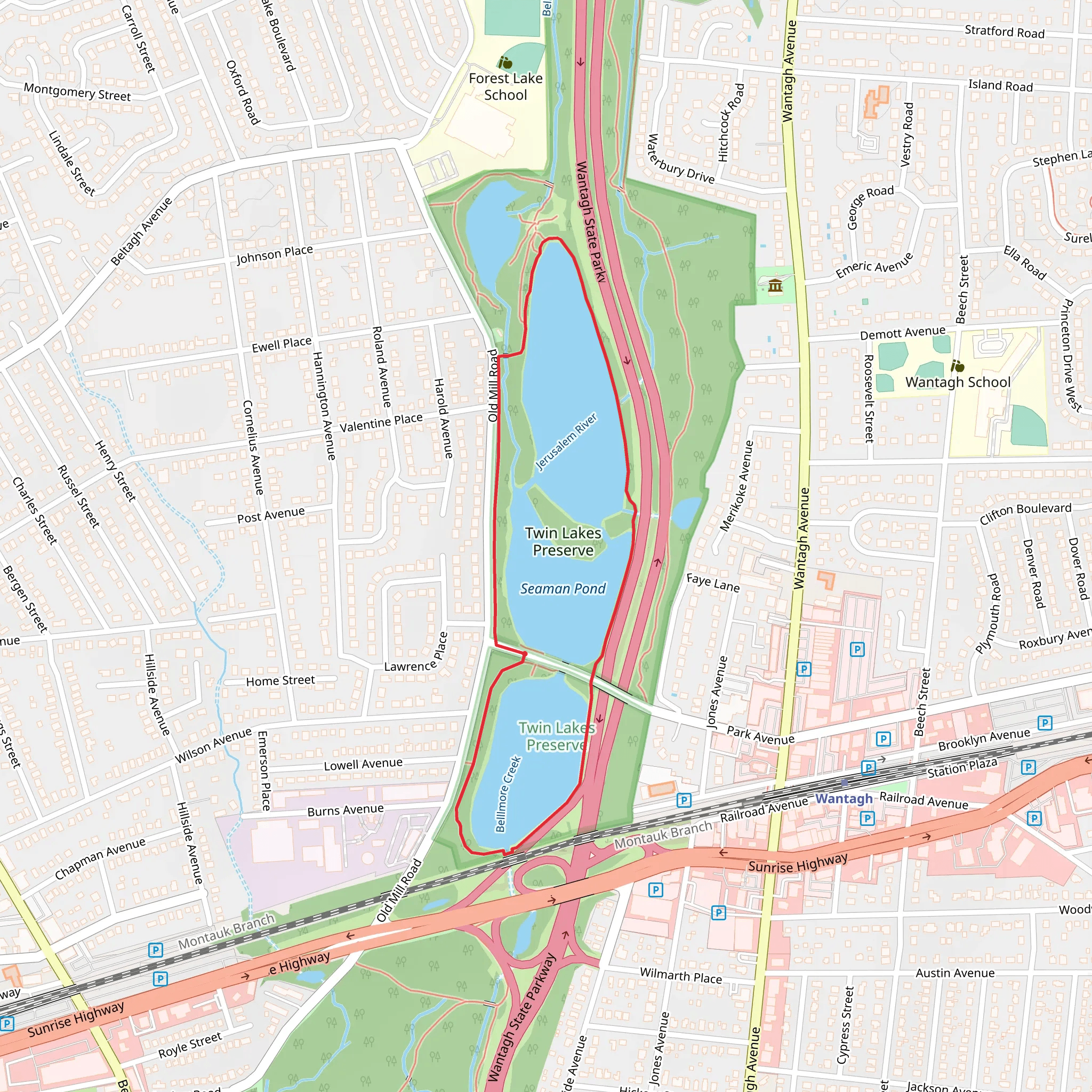 Wantagh Pond - Seaman Pond Loop mobile static map