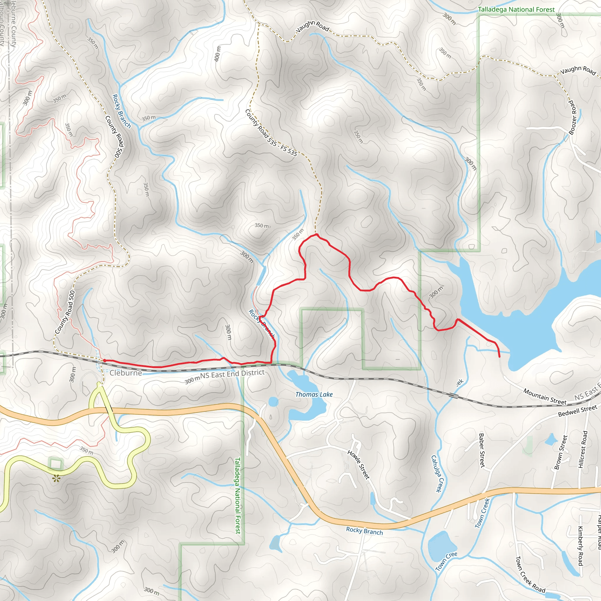 Cahulga Creek via Heflin Spur mobile static map