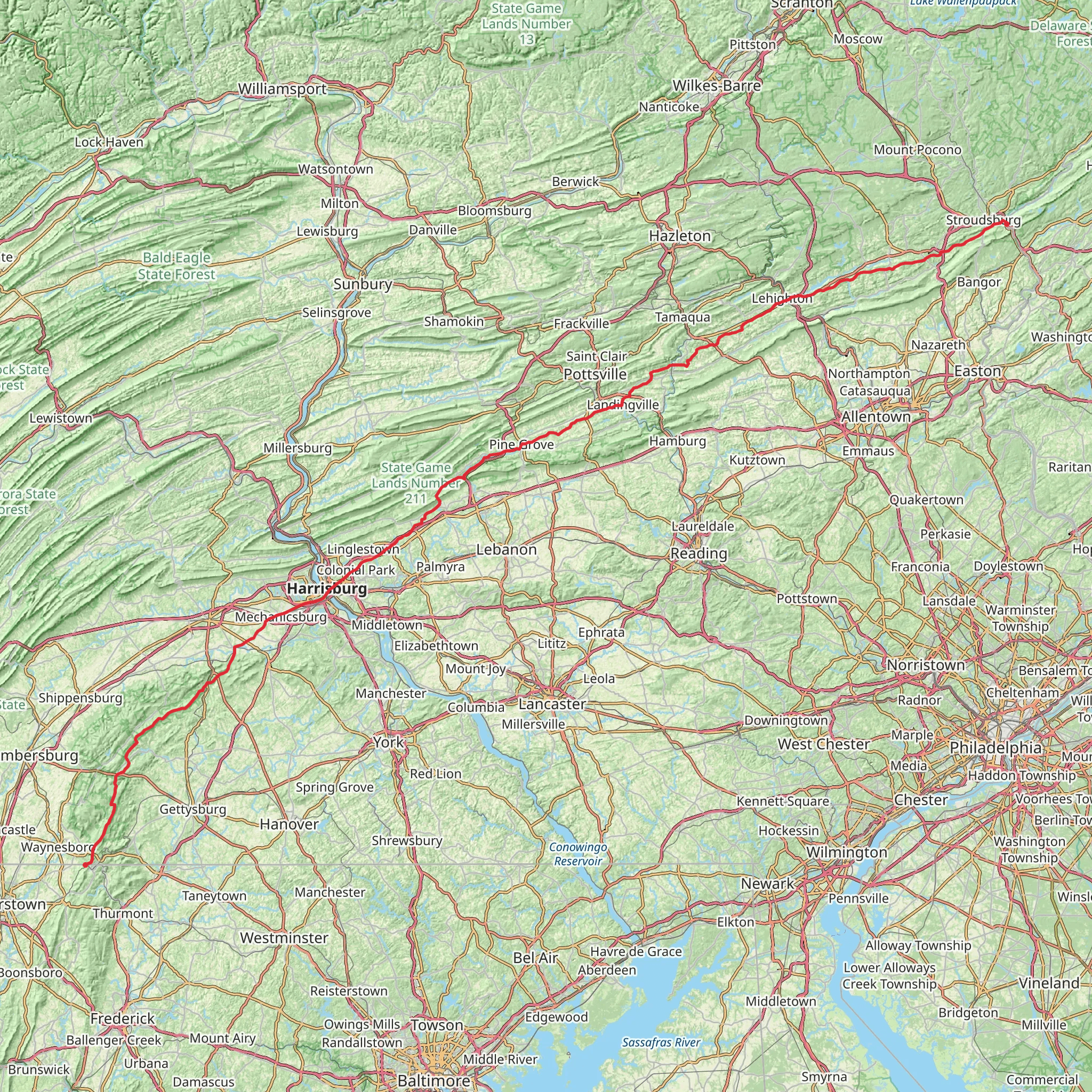 Appalachian Trail - Pennsylvania mobile static map