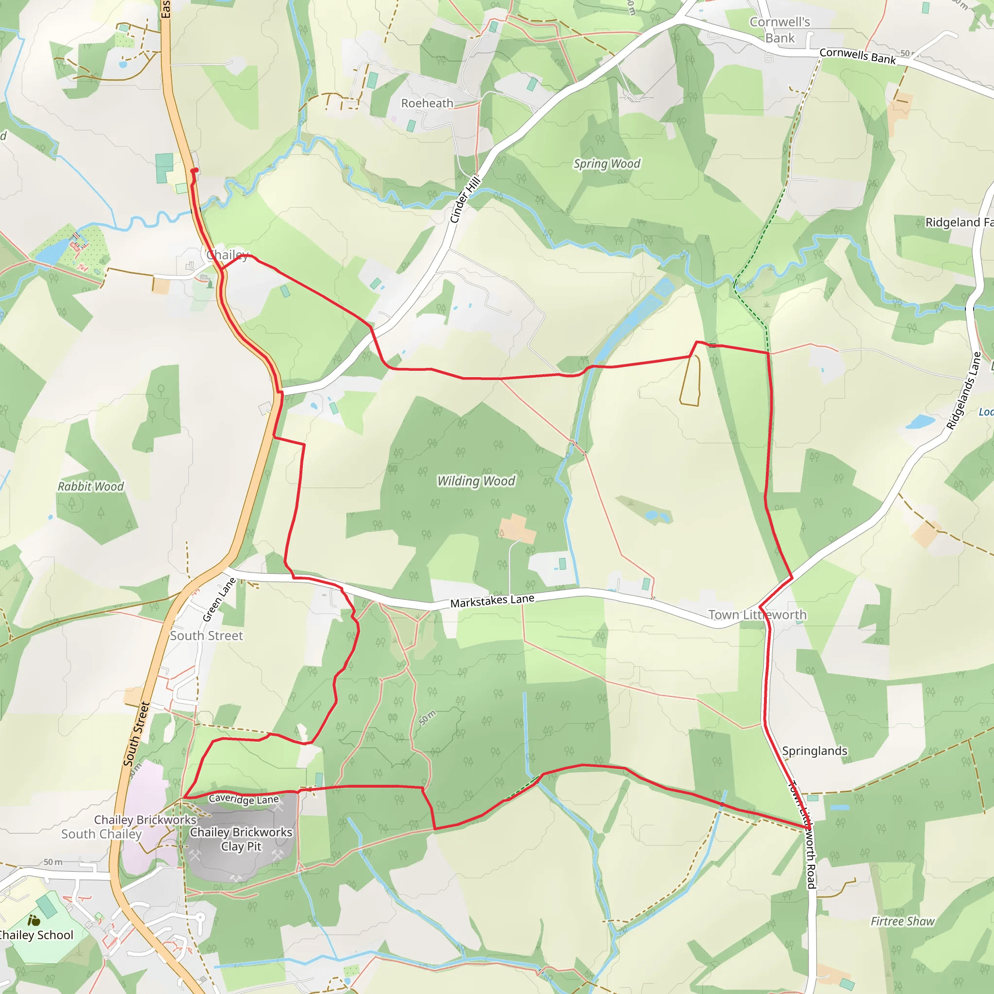 Wilding Wood and Markstakes Common Loop mobile static map