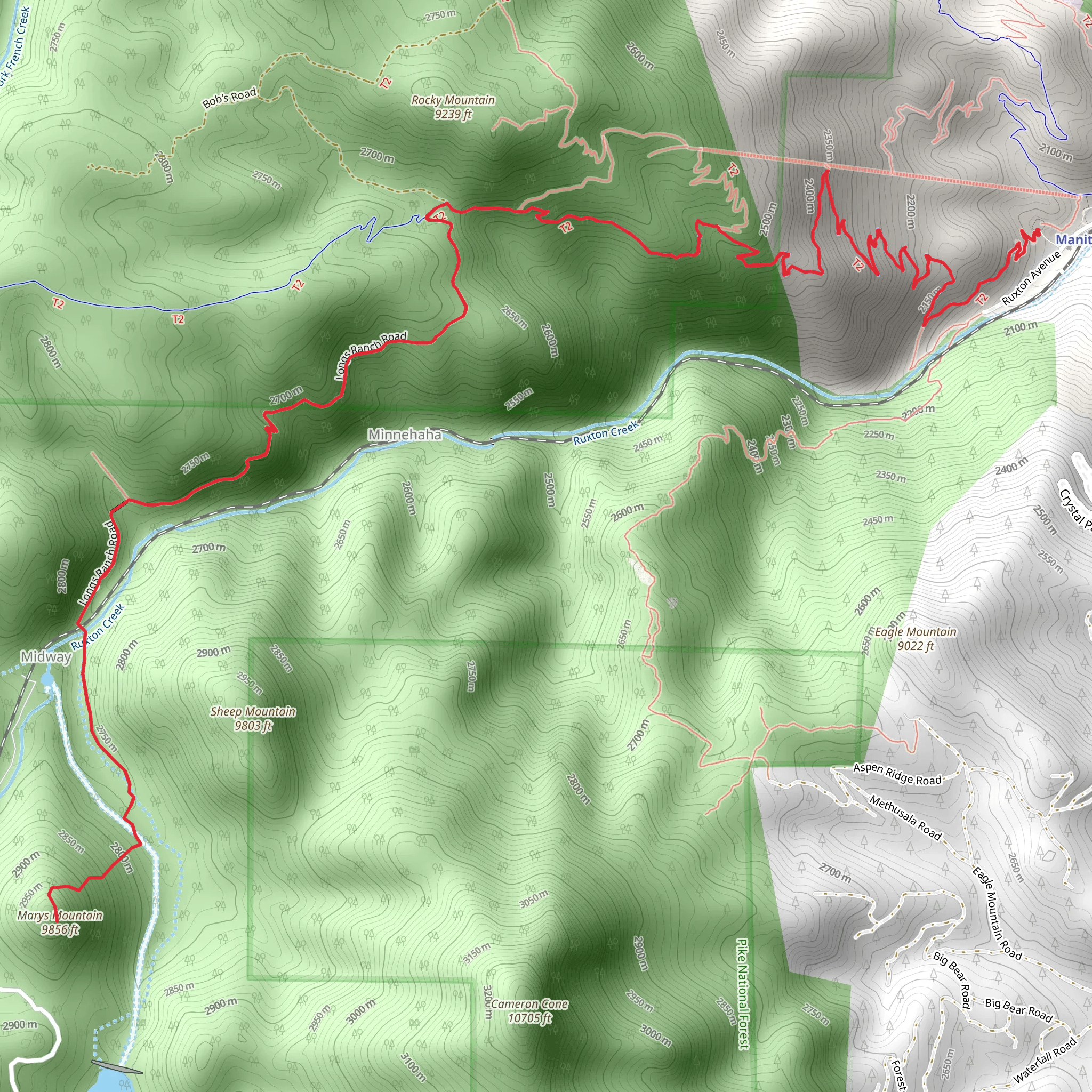 Marys Mountain via Barr Trail mobile static map