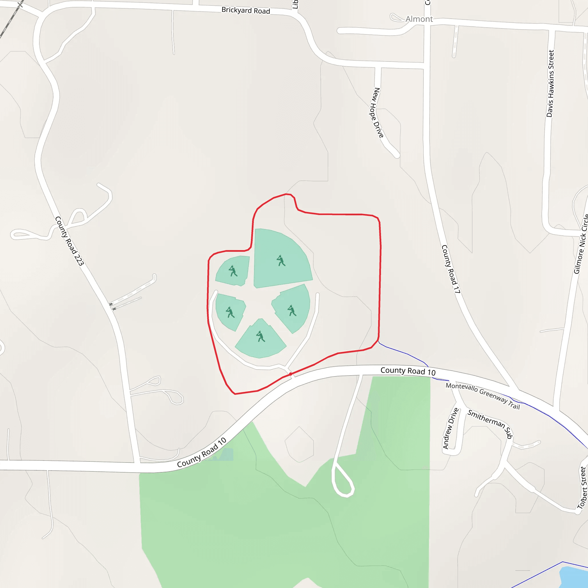 Montevallo Greenway Loop Trail mobile static map