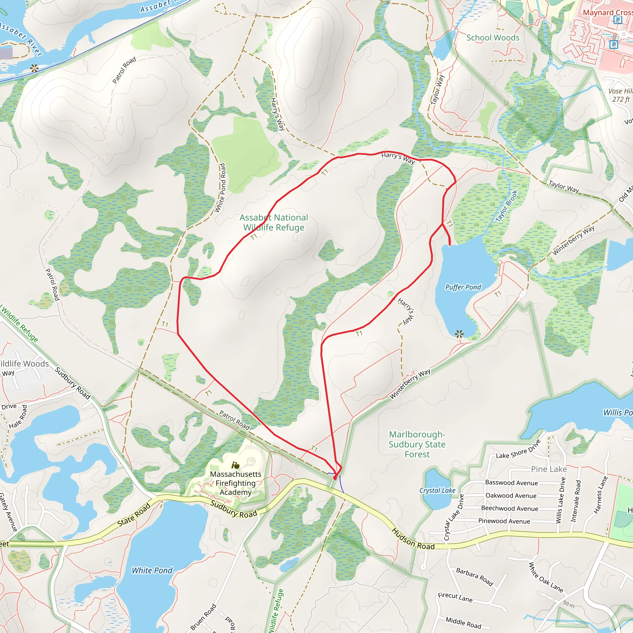 Puffer Pond and Towhee Trail mobile static map