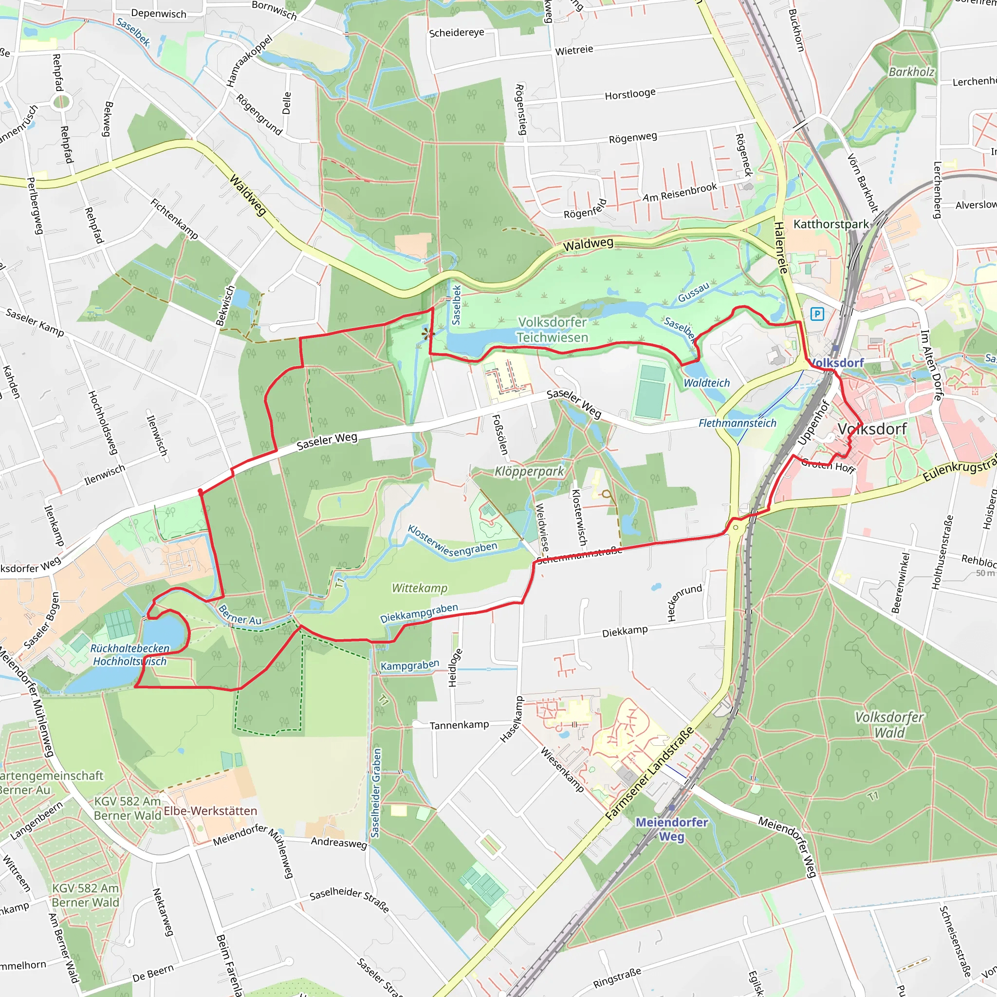 Rückhaltebecken Hochholtswisch, Großer Teich and Klopperpark Loop mobile static map