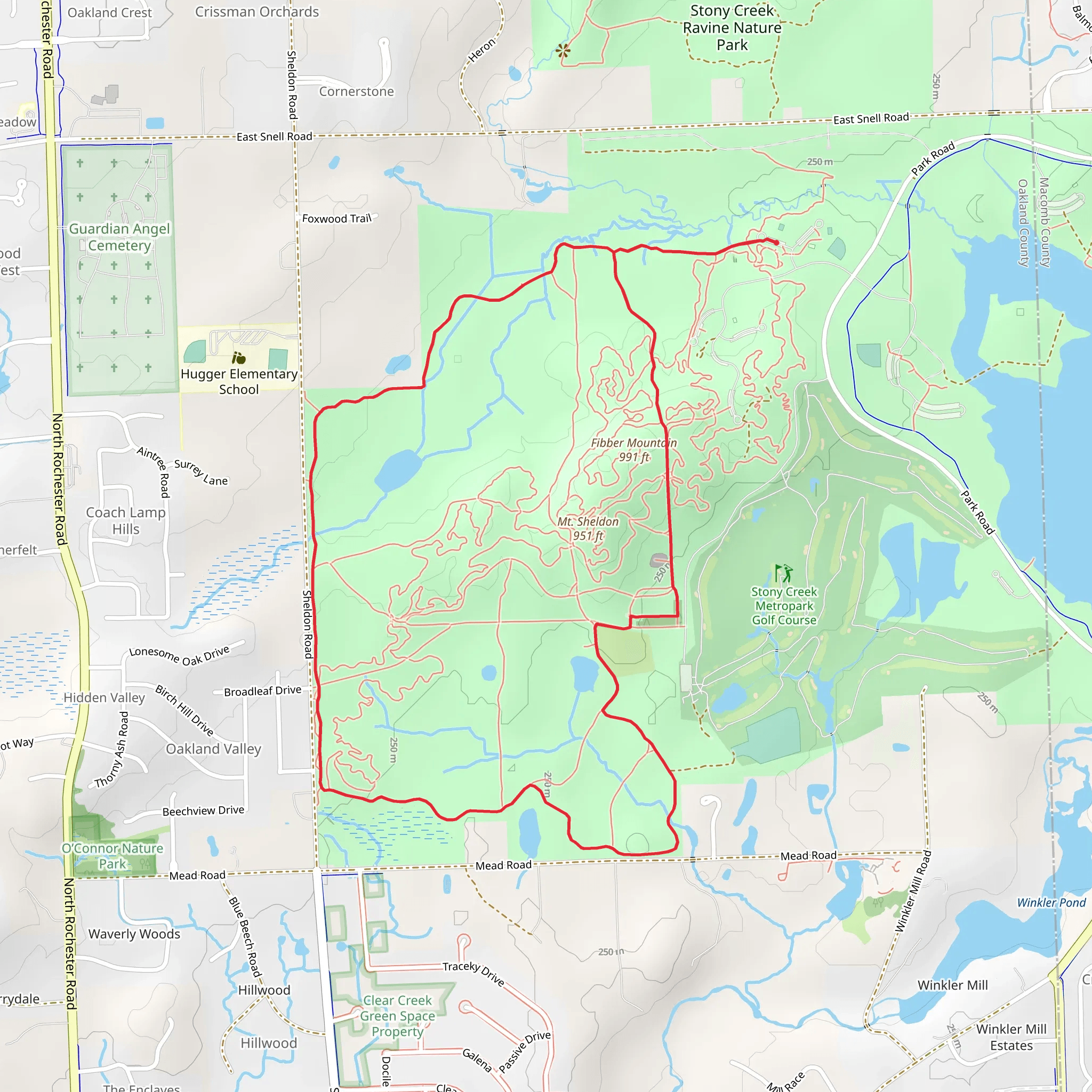 Sheldon and Fibber Mountain Loop mobile static map