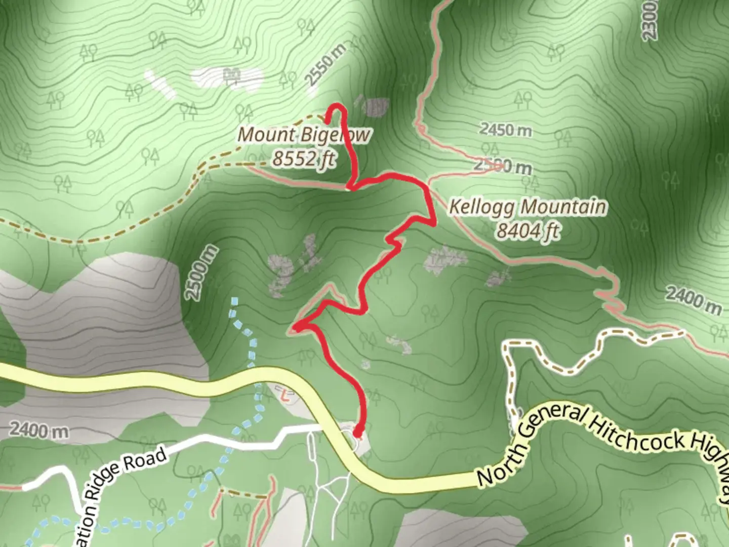 An image depicting the trail Bigelow Trail and its surrounding area.