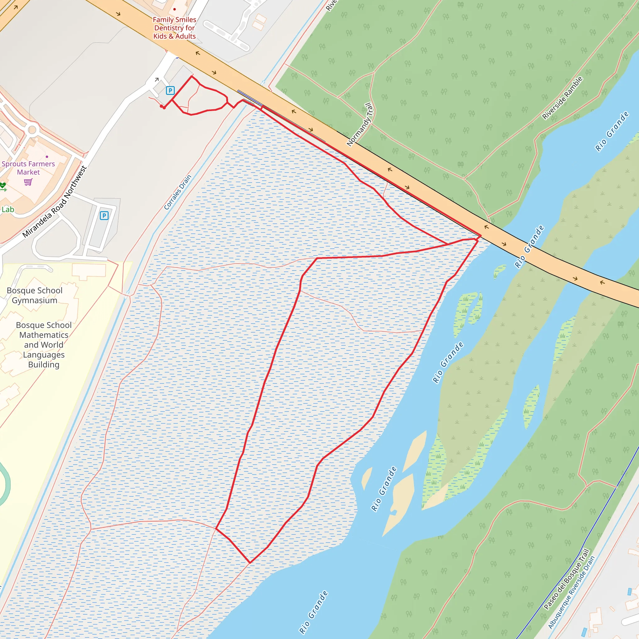 Rio Grande Loop via Normandy Trail mobile static map
