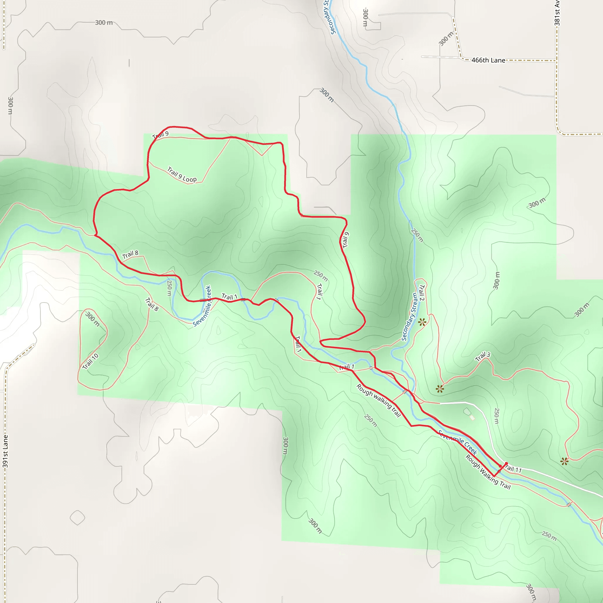 Seven Mile Creek County Park Loop mobile static map