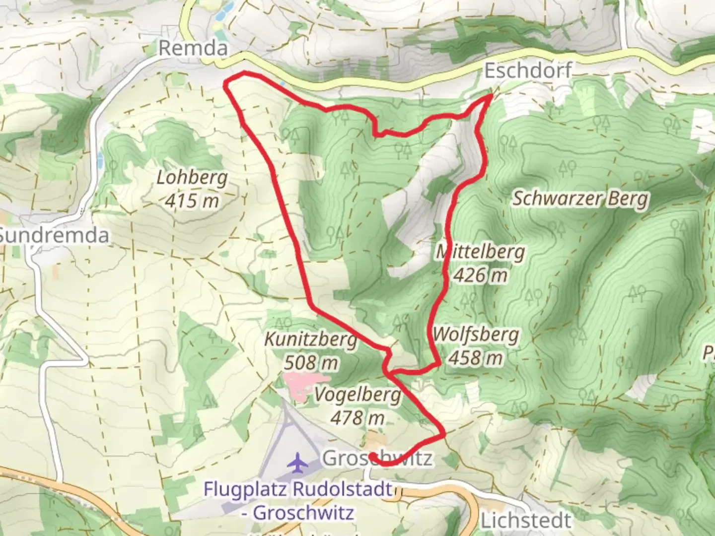 An image depicting the trail Rundwanderweg 3 and 4 and its surrounding area.