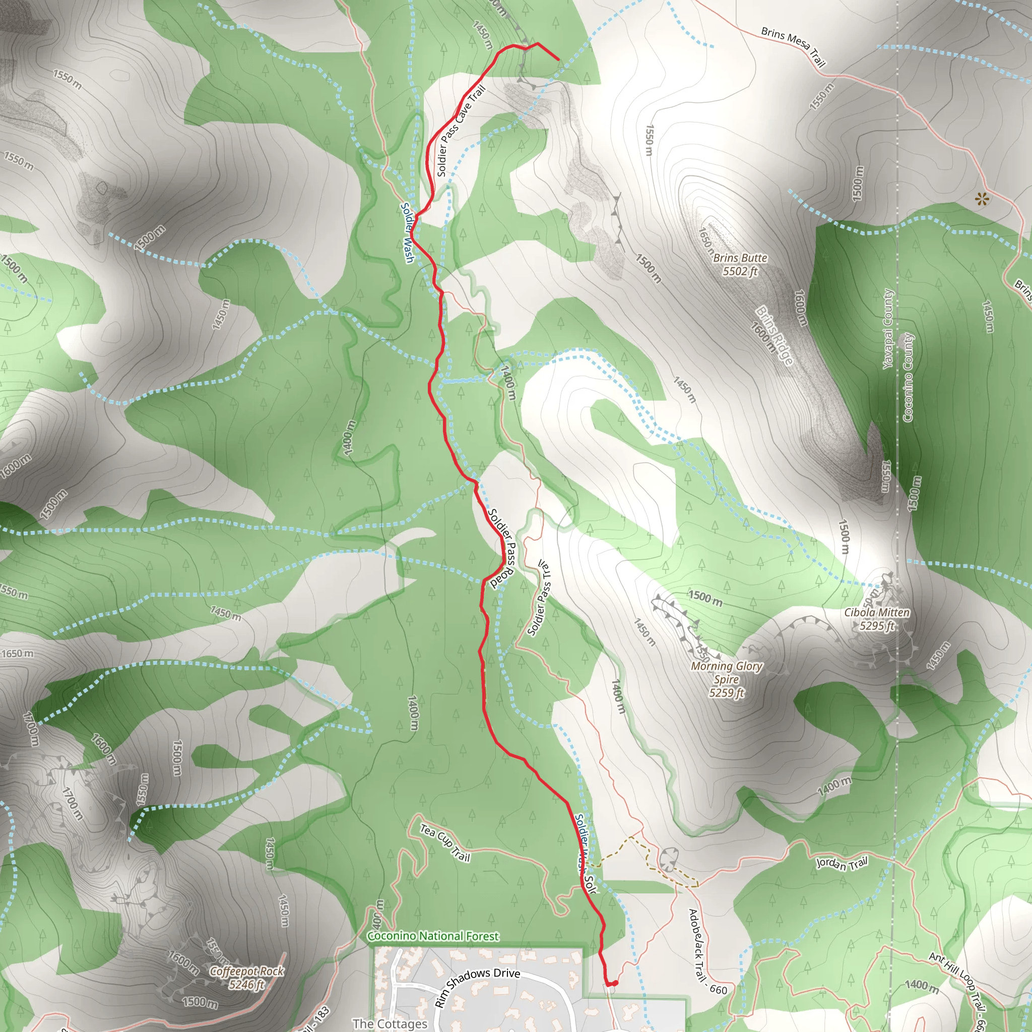 Soldier Wash via Soldier Pass Cave Trail mobile static map