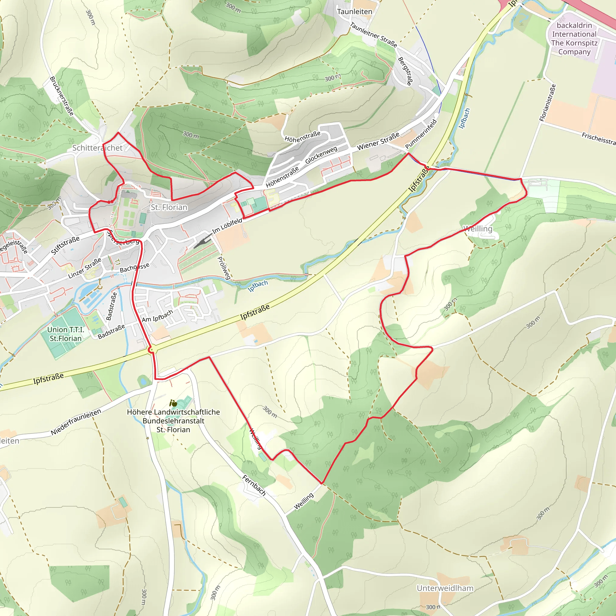St Florian - Mühlsteinweg Trail mobile static map