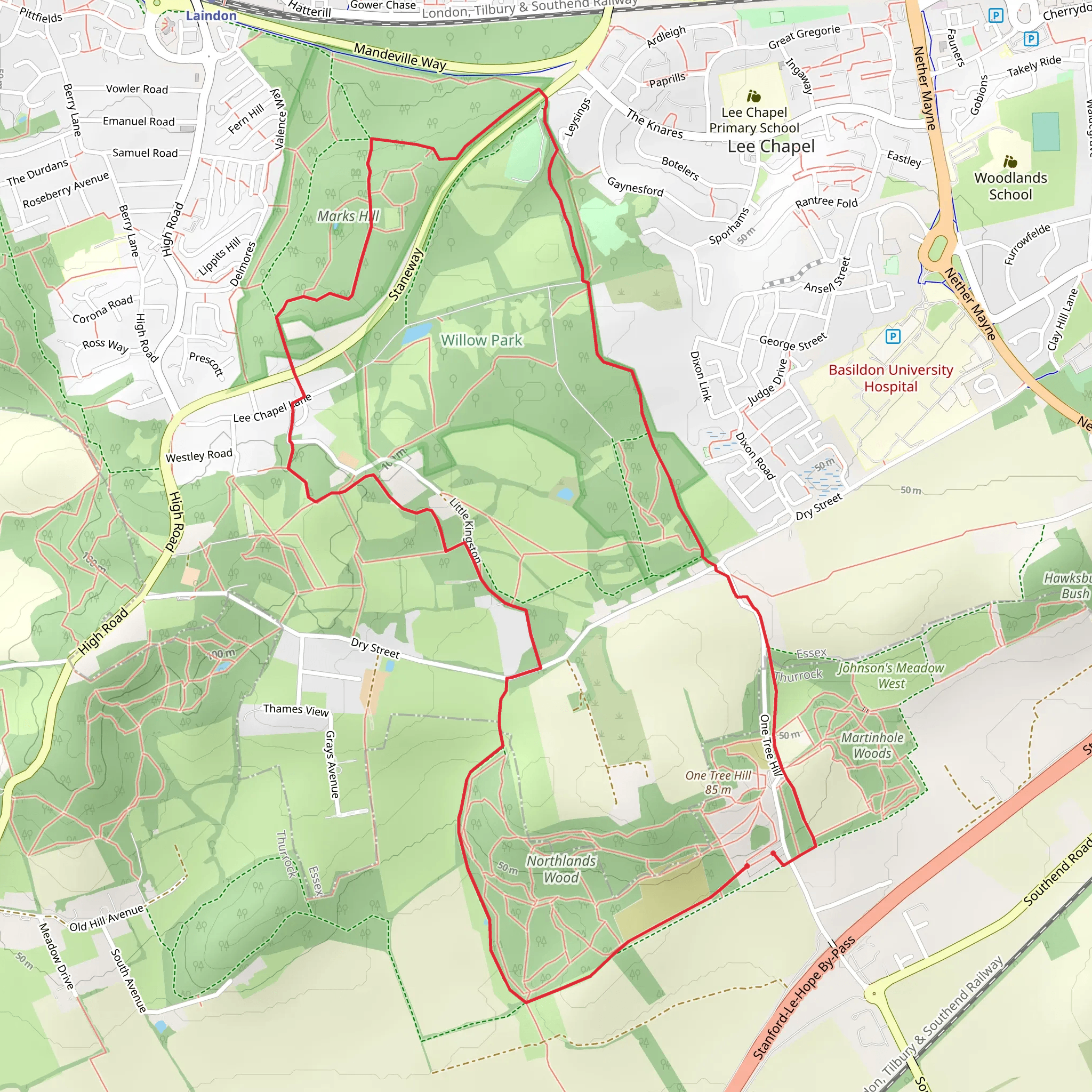 Marks Hill and Northlands Wood Loop mobile static map