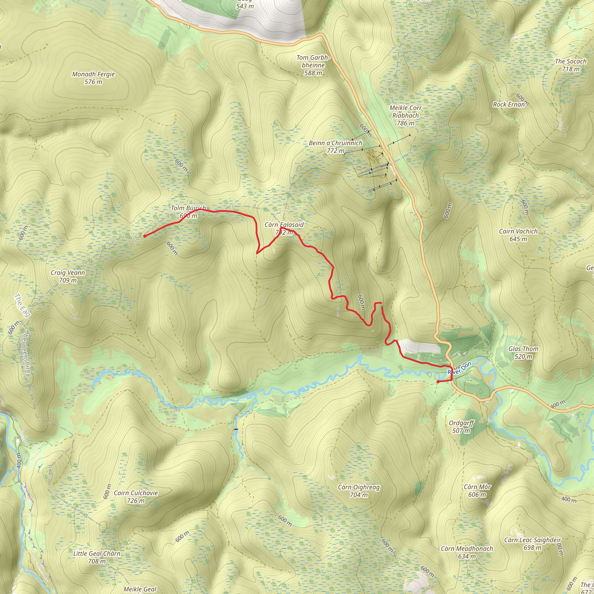 Craig Ealasaid and Craig Veann Loop mobile static map