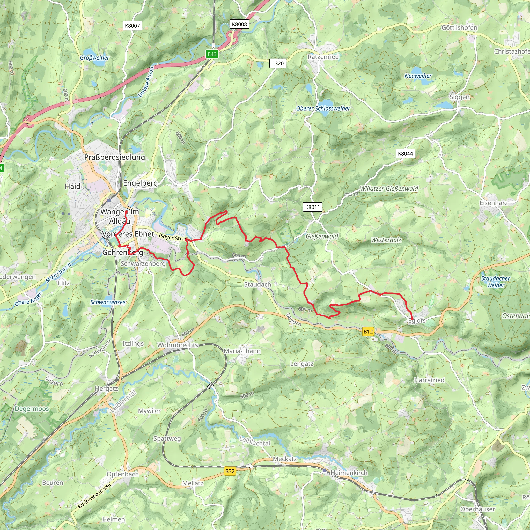 Wangen to Eglofs Walk mobile static map
