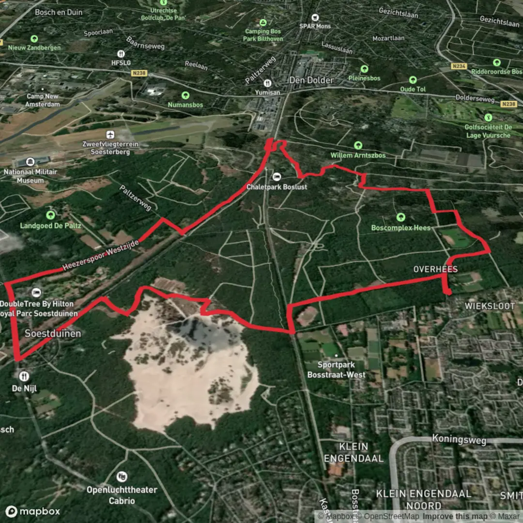 An image depicting the trail Marskramerpad and Koninklijke Weg Loop and its surrounding area.