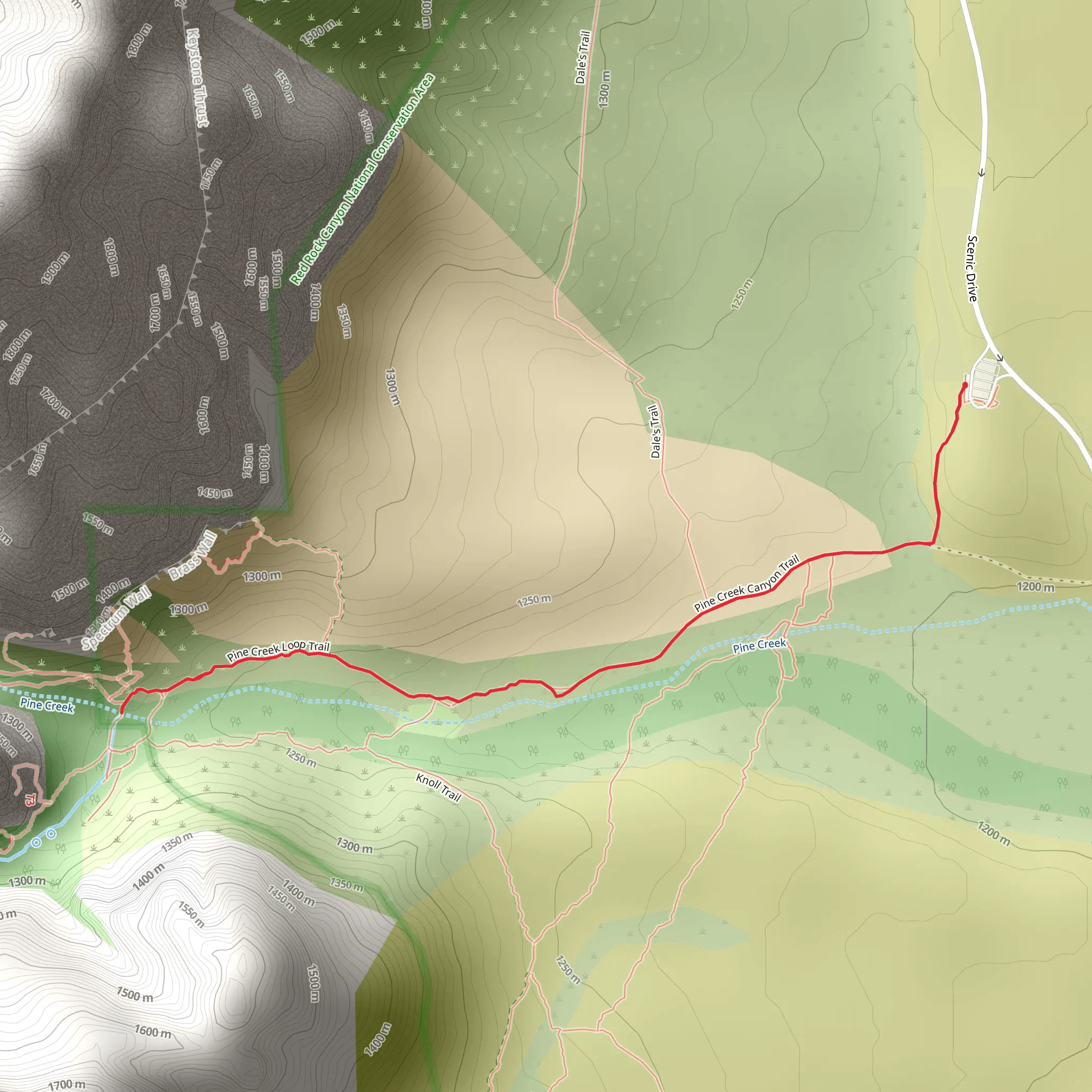 Pine Creek Trail from Scenic Drive mobile static map